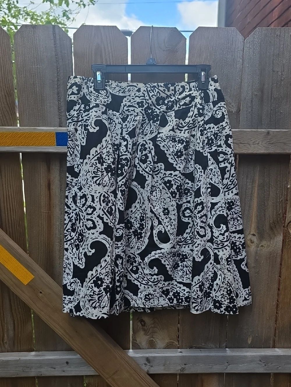 Black & White Paisley A-Line Skirt